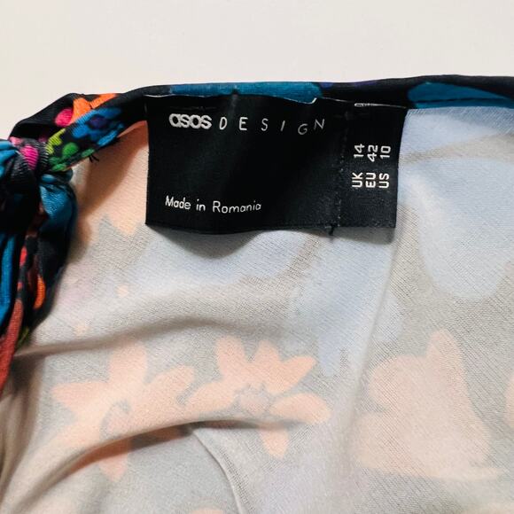ASOS Multicolored Floral Tie Back Maxi Dress Size 10 - Picture 5 of 12